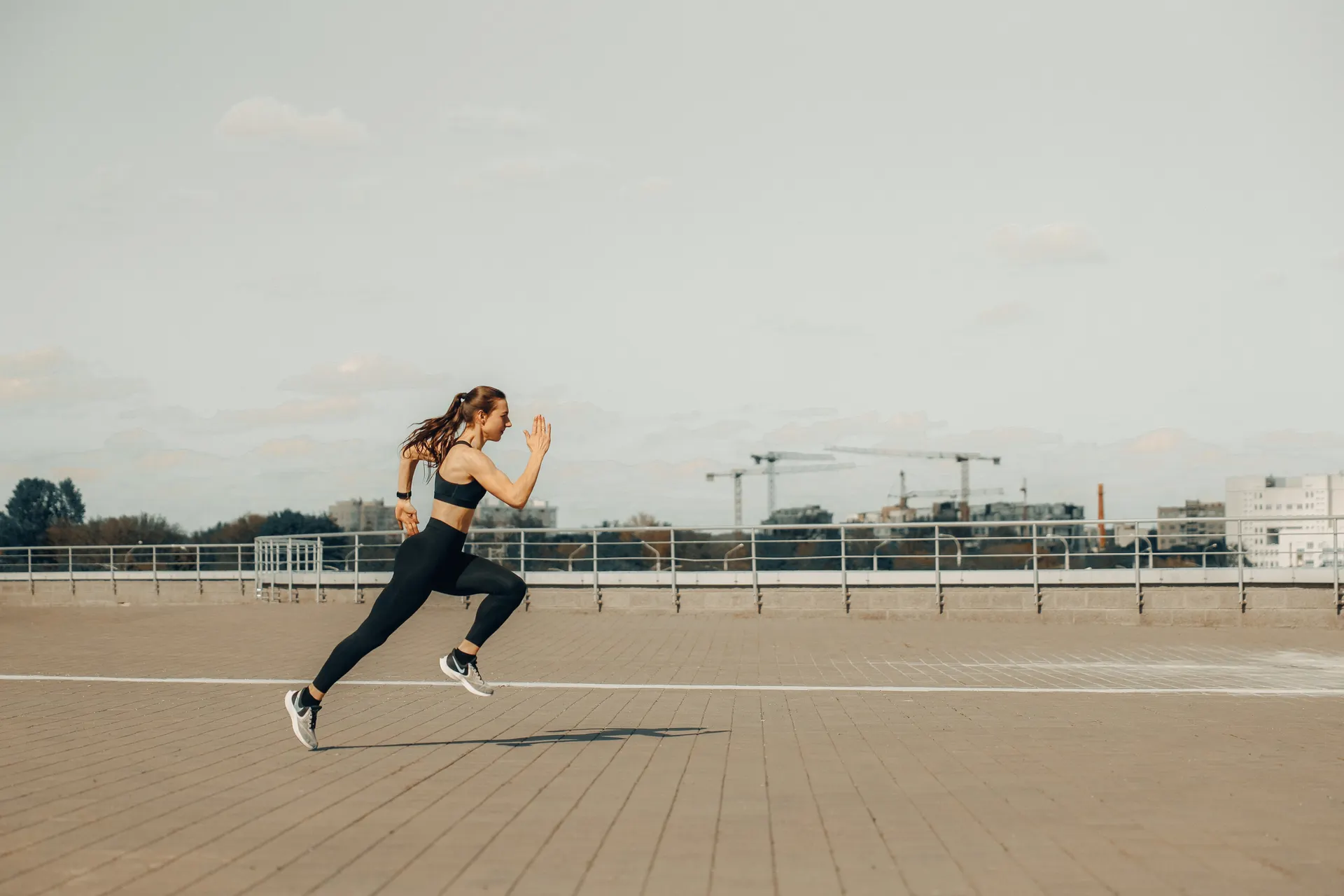 Woman sprinting in training